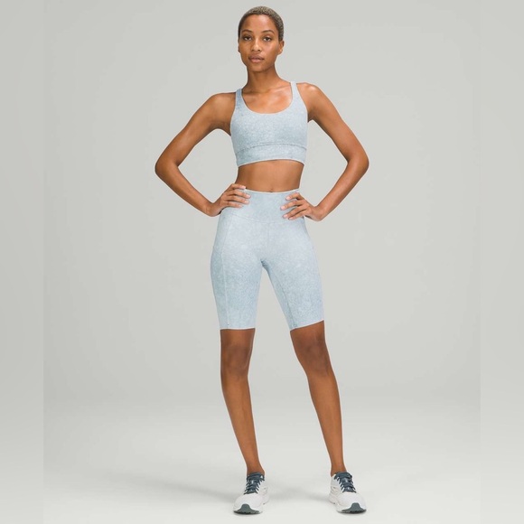 NWT Lululemon Fast Free Biker Shorts 10 Inch Inseam Size 0 Blue White - Picture 1 of 7